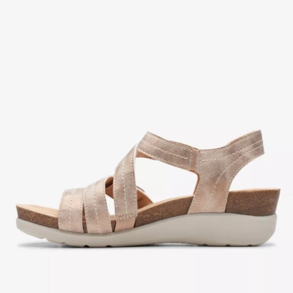 Clarks Women's Calenen Clara Strappy Wedge Sandals Bronze Metallic Size 8M - Picture 5 of 8